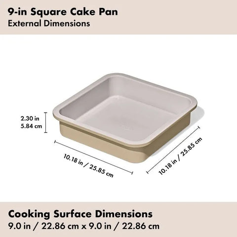 Non-Stick Pro Ceramic Coated Metal Bakeware 9" Square Cake Pan - Biscuit