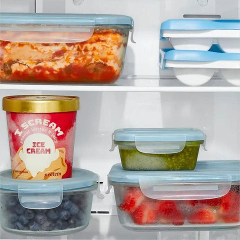 8-Piece Smart Seal Glass Round Container Set - Arctic Blue
