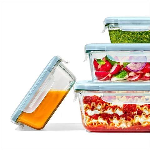 Smart Seal 1.6-Cup Glass Rectangle Container - Arctic Blue