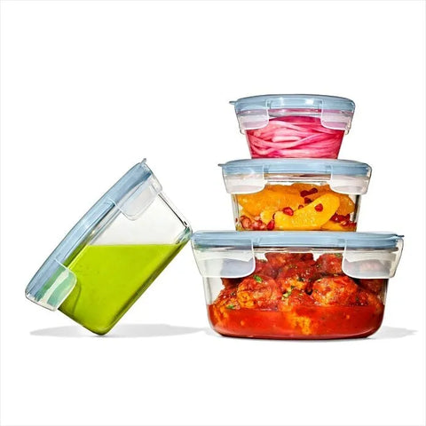 Smart Seal 4-Cup Glass Round Container - Arctic Blue